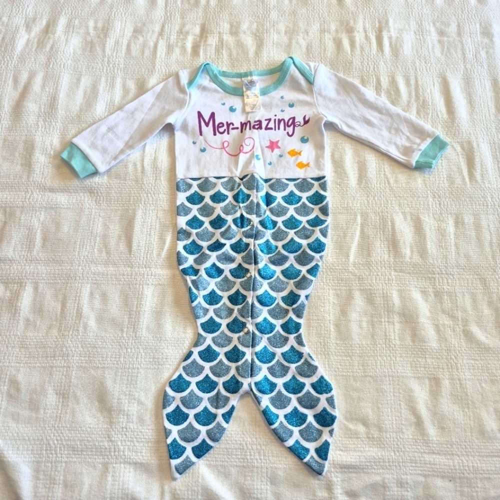 Ganz girls 3-6 months Mermaid sleeper, snaps closed, guc for mark pictured